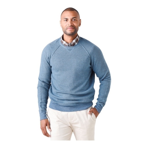 𝅺PETER MILLAR CROWN MEN'S COTTON MERINO CREW SWEATER in navy blue - Picture 9 of 11